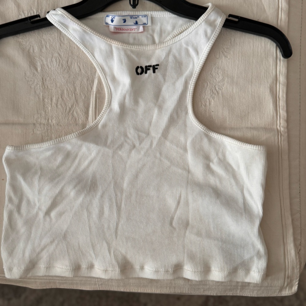 Off White Stamp Ribbed Rowing  Cropped Top - Picture 5 of 9